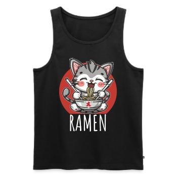 Ramen Kawaii Katze Japan Anime Manga Cat Neko - Men's Premium Organic Tank Top - black - Front - Michal (187cm)
