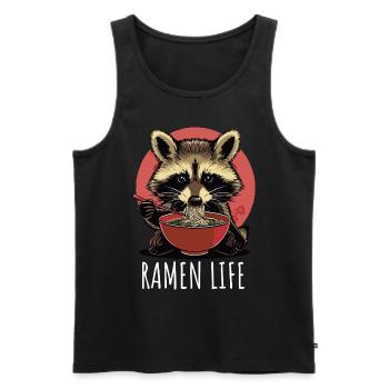 Waschbär süß mit Ramen Life Kawaii Japan - Männer Premium Bio Tank Top - Schwarz - Vorne - Michal (187cm)