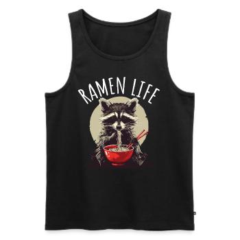 Waschbär süß mit Ramen Life Kawaii Japan - Männer Premium Bio Tank Top - Schwarz - Vorne - Michal (187cm)