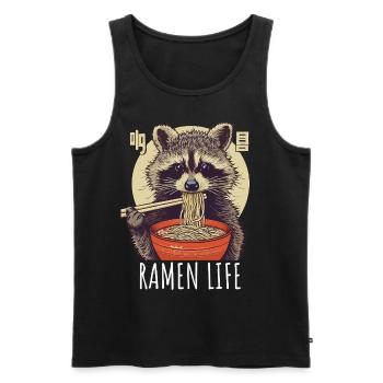 Ramen Life Waschbär Kawaii Japan - Männer Premium Bio Tank Top - Schwarz - Vorne - Michal (187cm)