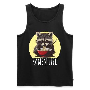 Waschbär süß mit Ramen Life Kawaii Japan - Männer Premium Bio Tank Top - Schwarz - Vorne - Michal (187cm)
