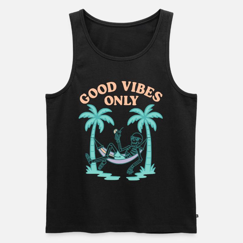 Skeleton – Chill im Retro-Style - Männer Premium Bio Tank Top - Schwarz