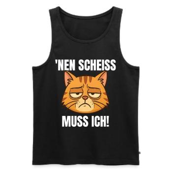 Nen Scheiß muss ich lustige Katze Morgenmuffel - Männer Premium Bio Tank Top - Schwarz - Vorne - AI Model Male 178 light (178cm)