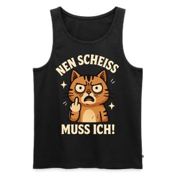 Doigt d’honneur chat Kitty - Débardeur bio Premium Homme - noir - Devant - AI Model Male 178 light (178cm)