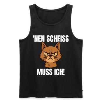 Drôle de chat majeur doigt d’honneur n baise - Débardeur bio Premium Homme - noir - Devant - AI Model Male 178 light (178cm)