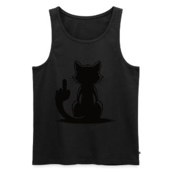Katze Mittelfinger lustige Winkekatze - Männer Premium Bio Tank Top - Schwarz - Vorne - AI Model Male 178 light (178cm)