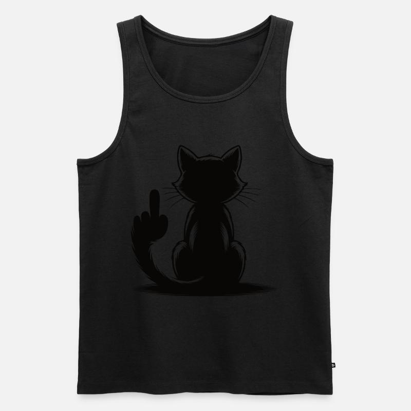 Katze Mittelfinger lustige Winkekatze - Männer Premium Bio Tank Top - undefined