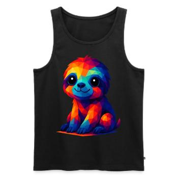 WPAP Polygon Kawaii Stil Baby Faultier Tiere - Männer Premium Bio Tank Top - Schwarz - Vorne - Michal (187cm)