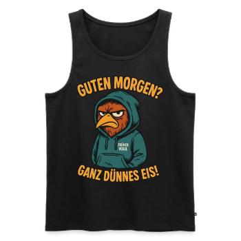 Early Bird Very Thin Office Saying - Men's Premium Organic Tank Top - black - Front - Michal (187cm)