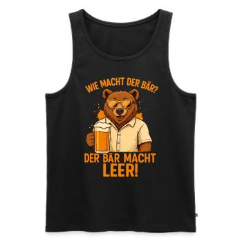 Lustiger Bär Spruch – Der Bär macht das Bier leer - Männer Premium Bio Tank Top - Schwarz - Vorne - Michal (187cm)