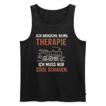 Eisenbahn Fan Shirt – Ich brauche keine Therapie, - Männer Premium Bio Tank Top - Schwarz - Vorne - Michal (187cm)