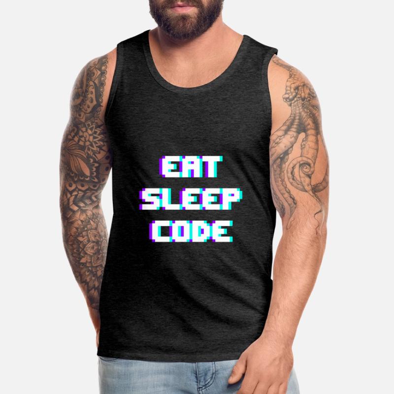 EAT SLEEP CODE Programmeur Coder Devise Débardeur bio Premium Homme