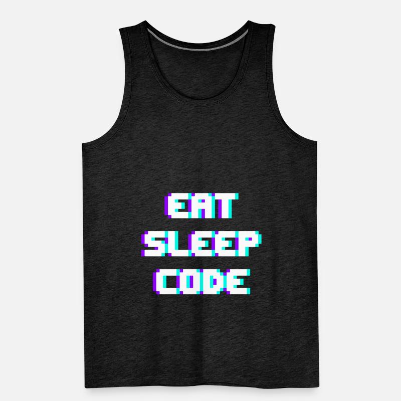 EAT SLEEP CODE Programmeur Coder Devise Débardeur bio Premium Homme