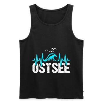 Ostsee Herzschlag Küste Meer Liebe - Männer Premium Bio Tank Top - Schwarz - Vorne - AI Model Male 178 light (178cm)
