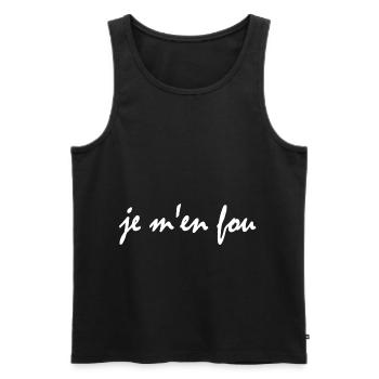 je m'en fou - Men's Premium Organic Tank Top - black - Front - AI Model Male 178 light (178cm)