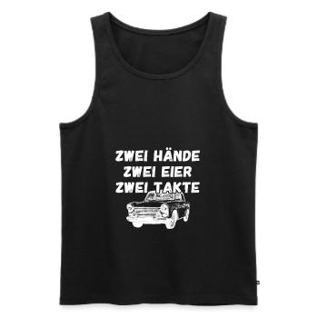  Zwei Hände Zwei Eier Zwei Takte Spruch - Männer Premium Bio Tank Top - Schwarz - Vorne - Michal (187cm)
