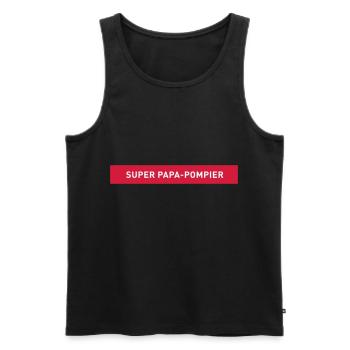 SUPER PAPA POMPIER Uniforme de Pompier - Débardeur bio Premium Homme - noir - Devant - AI Model Male 178 light (178cm)