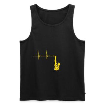 Saxophonist Saxophon Herzschlag Blechbläser EKG Pu - Männer Premium Bio Tank Top - Schwarz - Vorne - Michal (187cm)