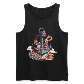 rafting, canotage, montagne, navigation de plaisance - Débardeur bio Premium Homme - noir - Devant - Michal (187cm)