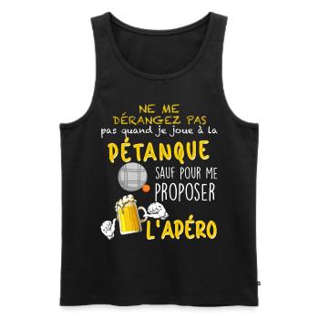 Pétanque Bouliste Et Apéro Mon Plaisir - Débardeur bio Premium Homme - noir - Devant - Michal (187cm)