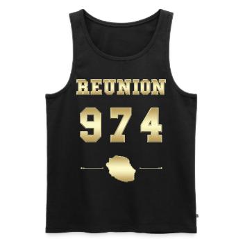 Gold Réunion 974 Cadeau Homme Femme Enfant - Débardeur bio Premium Homme - noir - Devant - Michal (187cm)