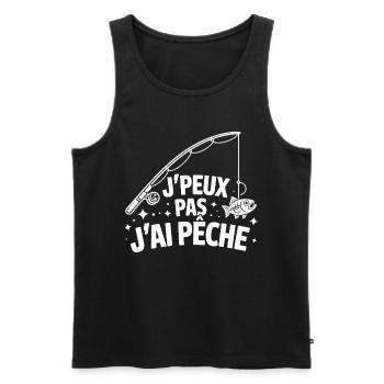 Ich kann nicht, ich habe gefischt – Fischer Humor T-Shirt - Männer Premium Bio Tank Top - Schwarz - Vorne - Michal (187cm)