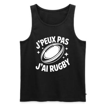 I Can't, I Have Rugby – Humorvolles T-Shirt - Männer Premium Bio Tank Top - Schwarz - Vorne - AI Model Male 178 light (178cm)