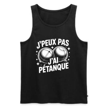 Ich kann nicht, ich habe Pétanque – T-Shirt-Humorbälle - Männer Premium Bio Tank Top - Schwarz - Vorne - Michal (187cm)