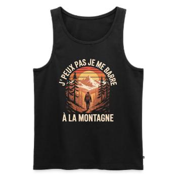 J’PEUX PAS JE ME BARRE À LA MONTAGNE - Débardeur bio Premium Homme - noir - Devant - AI Model Male 178 light (178cm)