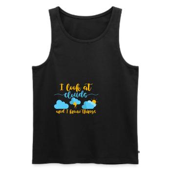 I Look At Clouds And I Know Things 2 - Men's Premium Organic Tank Top - black - Front - AI Model Male 178 light (178cm)