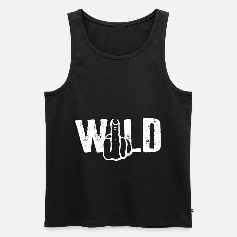 WILD Mittelfinger Modus - Männer Premium Bio Tank Top - Schwarz