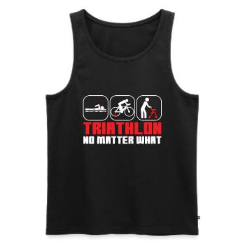 Triathlon funny swim bike run saying - Men's Premium Organic Tank Top - black - Front - Michal (187cm)