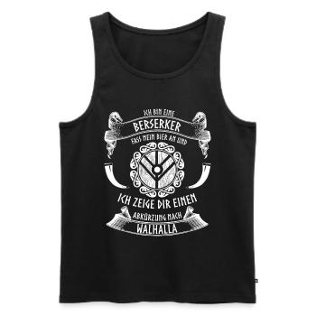Wikinger und Bier - lustiger Berserker - Männer Premium Bio Tank Top - Schwarz - Vorne - Michal (187cm)