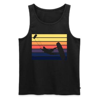 Kitesurf Kite rétro coucher de soleil - Débardeur bio Premium Homme - noir - Devant - Michal (187cm)