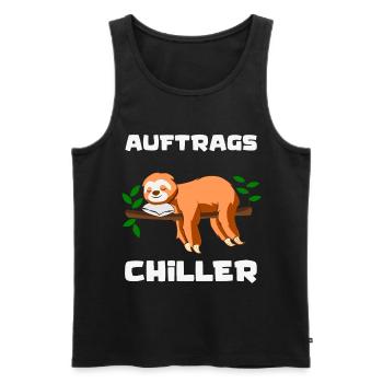Faultier relaxed - Auftrags Chiller - Männer Premium Bio Tank Top - Schwarz - Vorne - AI Model Male 178 light (178cm)