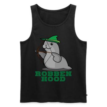 Robbe - lustiger Robben Hood Spruch Witz - Männer Premium Bio Tank Top - Schwarz - Vorne - Michal (187cm)