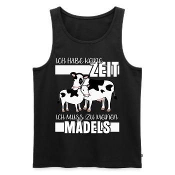 Kuh mit Kalb keine Zeit lustiger Spruch - Männer Premium Bio Tank Top - Schwarz - Vorne - Michal (187cm)