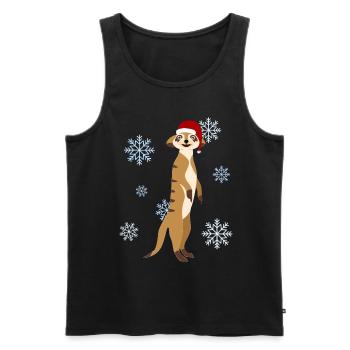 Meerkat Christmas Santa Hat - Men's Premium Organic Tank Top - black - Front - Michal (187cm)