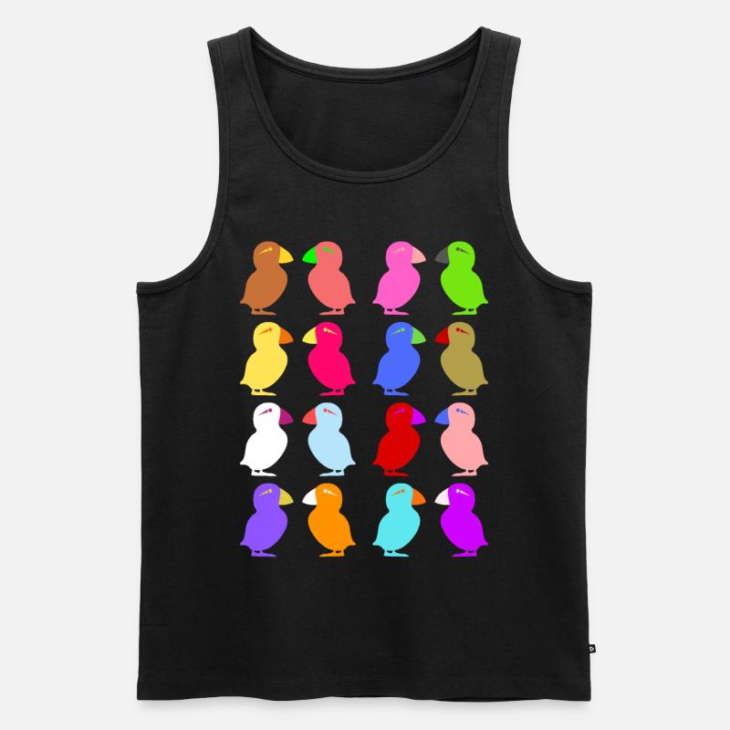 Puffin Perroquets graphiques mignons - Débardeur bio Premium Homme - noir