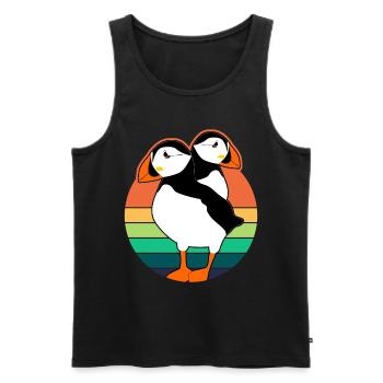 Puffin Puffins Retro Birds - Men's Premium Organic Tank Top - black - Front - Michal (187cm)