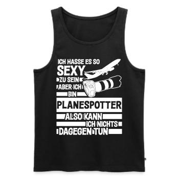 Planespotter lustiger Spruch Flugzeug - Männer Premium Bio Tank Top - Schwarz - Vorne - AI Model Male 178 light (178cm)