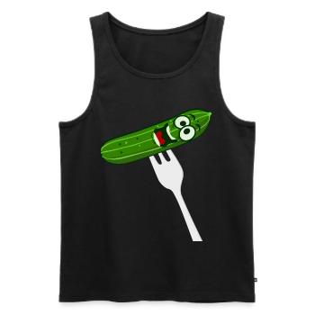 Gurke mit Gabel - lustig - Männer Premium Bio Tank Top - Schwarz - Vorne - AI Model Male 178 light (178cm)