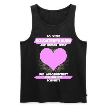 Soldatenfrau Soldaten Spruch Witz - Männer Premium Bio Tank Top - Schwarz - Vorne - Michal (187cm)