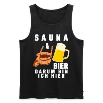 Sauna Spruch lustig - Bier - Männer Premium Bio Tank Top - Schwarz - Vorne - Michal (187cm)