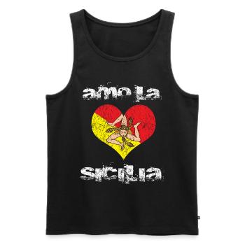 Sicile Sicilia coeur drapeau - Débardeur bio Premium Homme - noir - Devant - Michal (187cm)