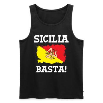 Sizilien Spruch - Sicilia - Männer Premium Bio Tank Top - Schwarz - Vorne - AI Model Male 178 light (178cm)