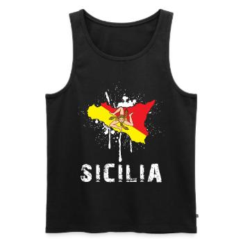 Sicile Rengaine - Sicilia île drapeau - Débardeur bio Premium Homme - noir - Devant - Michal (187cm)