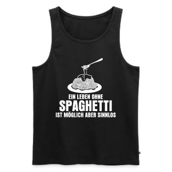 Spaghetti Spruch - Männer Premium Bio Tank Top - Schwarz - Vorne - Michal (187cm)