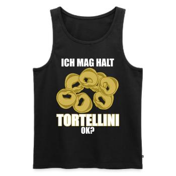 Tortellini Pasta Spruch - Männer Premium Bio Tank Top - Schwarz - Vorne - Michal (187cm)