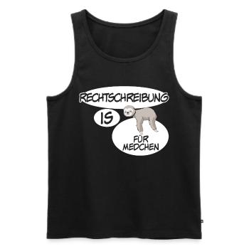 Rechtschreibung Spruch Witz - Männer Premium Bio Tank Top - Schwarz - Vorne - Michal (187cm)